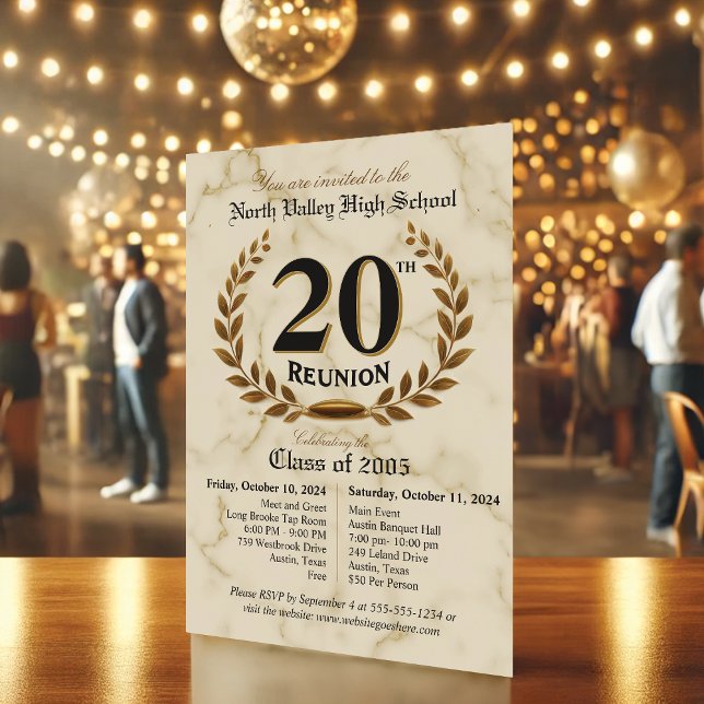 Classy Elegant 20th High School Reunion - 2 Days Invitation (Creator Uploaded)