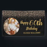 Classy Elegant 60th Birthday Black Gold Glitter  Banner<br><div class="desc">Customize your own Classy Elegant 60th Birthday Black Gold Glitter Banner.</div>