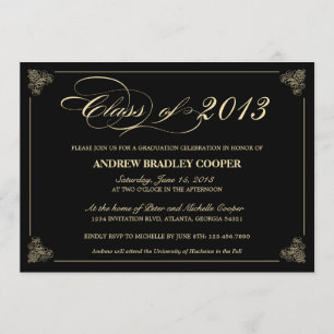 Classy Elegant Black 2013 Graduation Invite