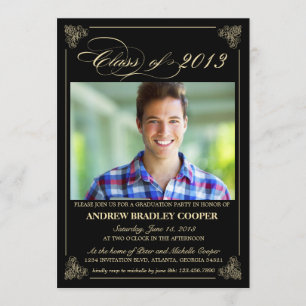 Classy Elegant Black 2013 Graduation Photo Invite