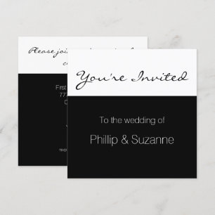 Classy Elegant Black and White Minimal Wedding Inv Invitation
