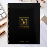 Classy Elegant Black Gold Monogram Name Planner<br><div class="desc">Customize the text, and easily create your personalized planner. Click EDIT DESIGN to change the background colour or text colour. You can TRANSFER this DESIGN to other Zazzle products and adjust it to fit most Zazzle items. Standard Studio designs are made in high-resolution graphics for professional print. Thank you for...</div>