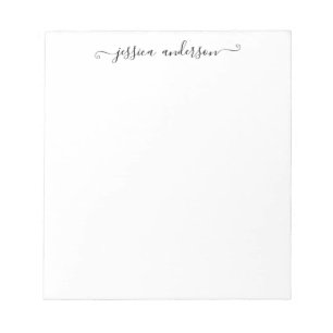 Classy Elegant Black Grey Feminine Girly Script Notepad