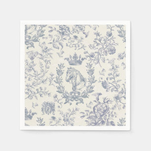 Classy Elegant Blue Beige Equestrian Toile Napkins