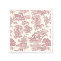 Classy Elegant Chic Pink Horses Country Toile