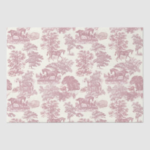 Classy Elegant Chic Pink Horses Country Toile Tissue Paper