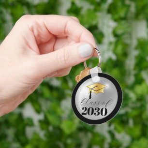 Classy Elegant Class Year Graduation Cap Keychain