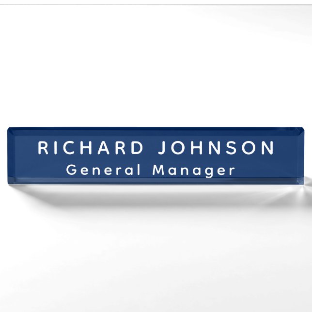 Classy Elegant Custom Name Title Employee Office  Nameplate (Front)