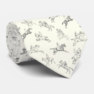 Classy Elegant Equestrian Black White Horse Riding Tie