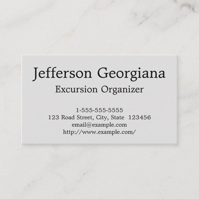 Classy & Elegant Excursion Organizer Business Card (Front)