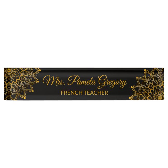 Classy elegant Girly black Nameplate (Front)
