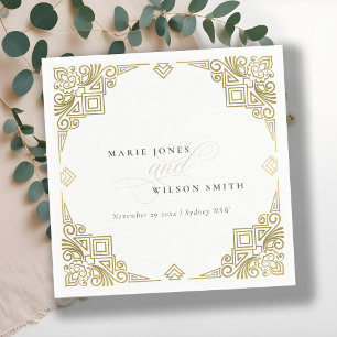 Classy Elegant Gold Art Deco Ornate Wedding Napkin