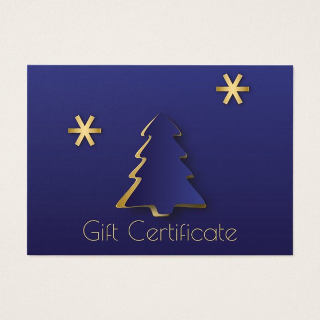Classy Elegant Gold Blue Christmas Tree Carte cade (Devant)