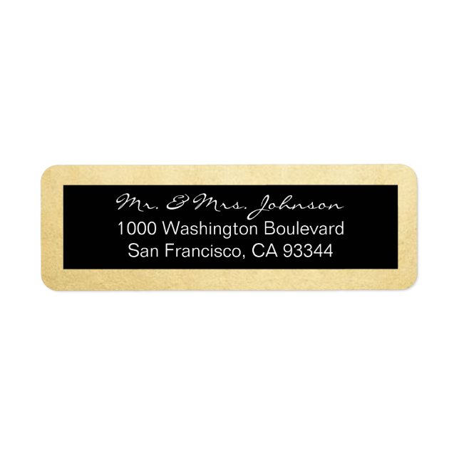 Classy Elegant Gold Foil & Black Return Address (Front)