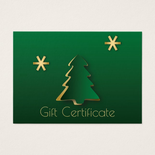 Classy Elegant Gold Green Christmas Tree carte cad (Devant)