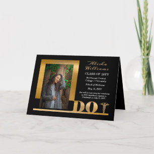 Classy Elegant Gold MD Caduceus 1 Photo Black Card