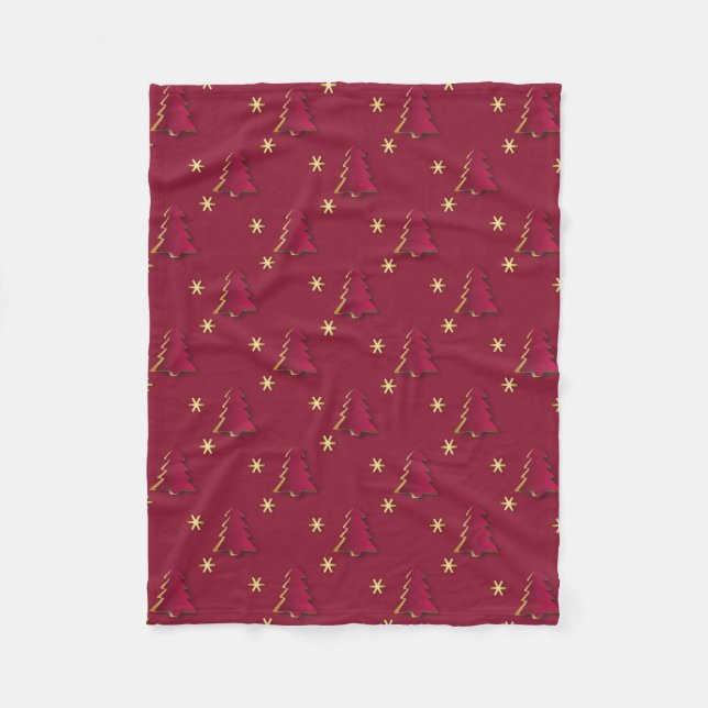 Classy Elegant Gold Red Christmas Tree Fleece Blanket (Front)