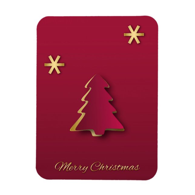 Classy Elegant Gold Red Christmas Tree Magnet (Vertical)