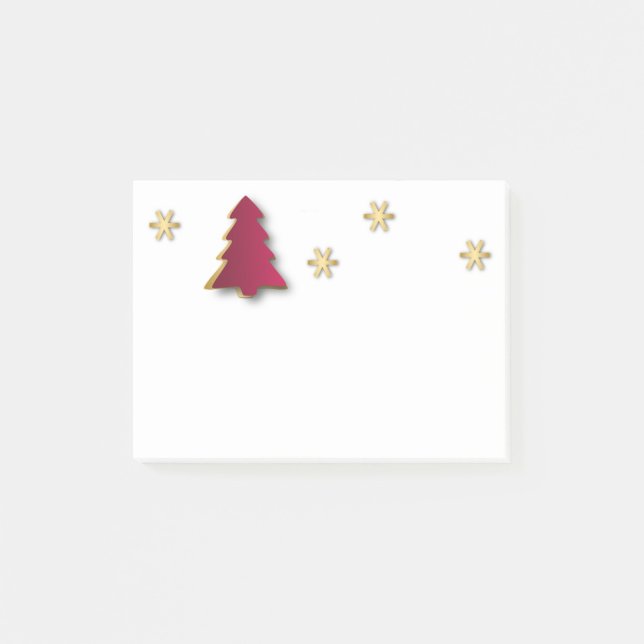 Classy Elegant Gold Red Christmas Tree Post-it Notes (Front)