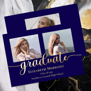 Classy Elegant Gold Script Text Graduate 3 Photo