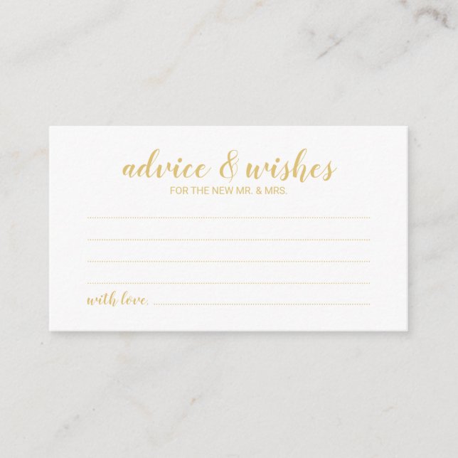 Classy Elegant Gold Wedding Advice and Wishes (Front)