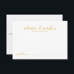 Classy Elegant Gold Wedding Advice Card<br><div class="desc">Classy Elegant Gold Wedding Advice and Wishes Card
featuring title in gold modern script font with details in gold modern sans serif font on white background.

Please Note: The foil details are simulated in the artwork. No actual foil will be used in the making of this product.</div>