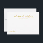 Classy Elegant Gold Wedding Advice Card<br><div class="desc">Classy Elegant Gold Wedding Advice and Wishes Card
featuring title in gold modern script font with details in gold modern sans serif font on white background.

Please Note: The foil details are simulated in the artwork. No actual foil will be used in the making of this product.</div>