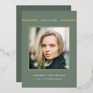 Classy Elegant Green Graduation Photo Gold