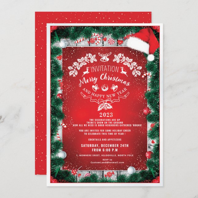 Classy Elegant Holiday Christmas Invitation (Front/Back)