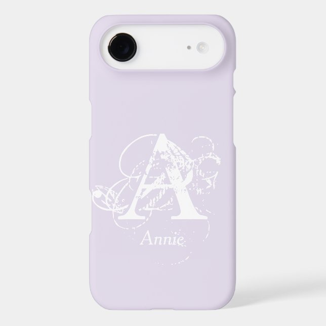 Classy Elegant Lavender White Monogram Name (Back)