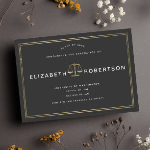 Classy Elegant Law Graduation Announcement
