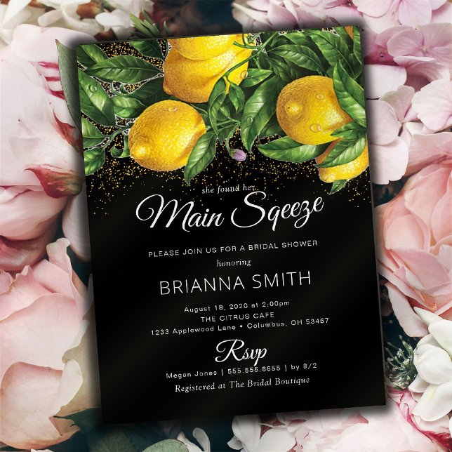 Classy Elegant Lemon Bridal Shower Invitation (Creator Uploaded)