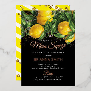 Classy Elegant Lemon Bridal Shower Real Foil Invit