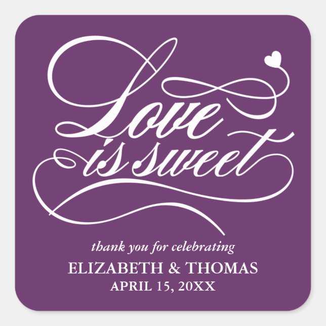 CLASSY ELEGANT LOVE IS SWEET WEDDING STICKERS (Front)
