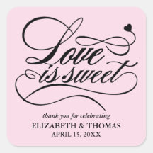 CLASSY ELEGANT LOVE IS SWEET WEDDING STICKERS