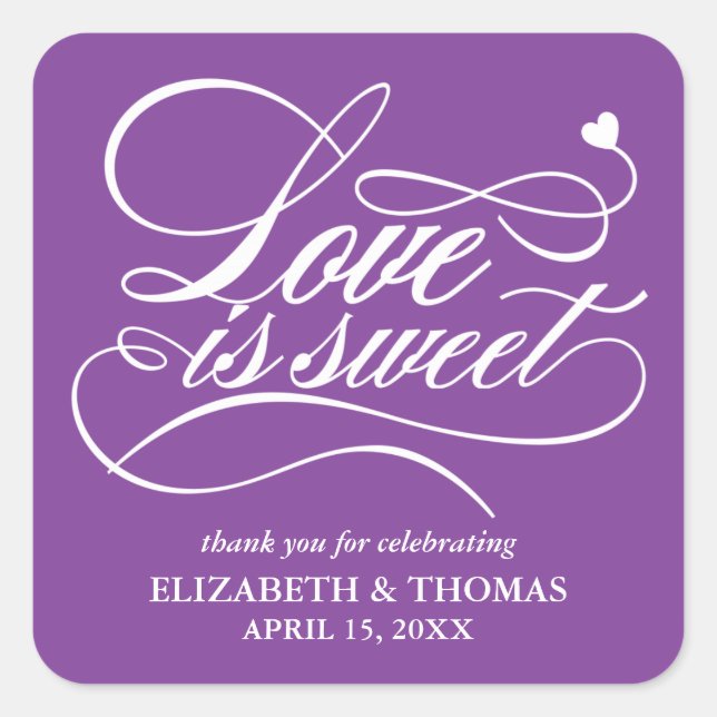 CLASSY ELEGANT LOVE IS SWEET WEDDING STICKERS (Front)