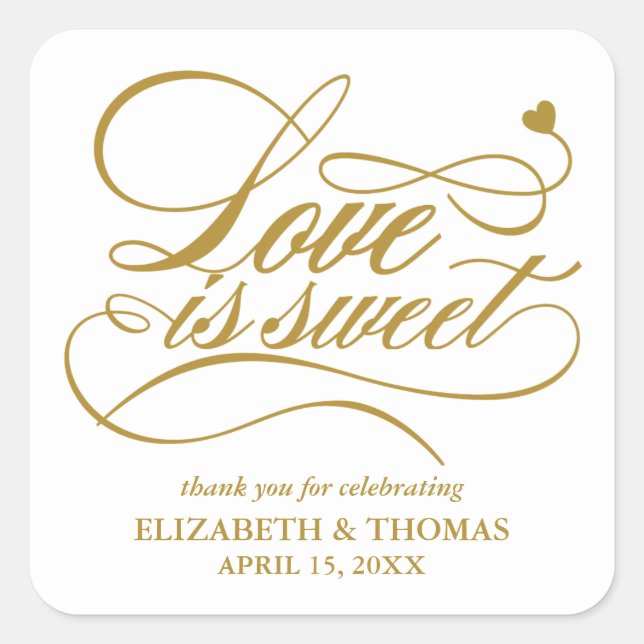 CLASSY ELEGANT LOVE IS SWEET WEDDING STICKERS (Front)