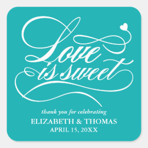 CLASSY ELEGANT LOVE IS SWEET WEDDING STICKERS
