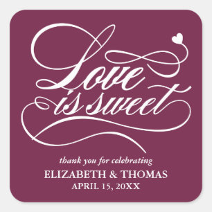 CLASSY ELEGANT LOVE IS SWEET WEDDING STICKERS
