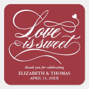 CLASSY ELEGANT LOVE IS SWEET WEDDING STICKERS