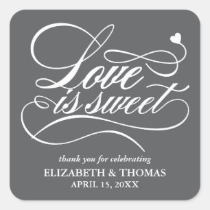 CLASSY ELEGANT LOVE IS SWEET WEDDING STICKERS
