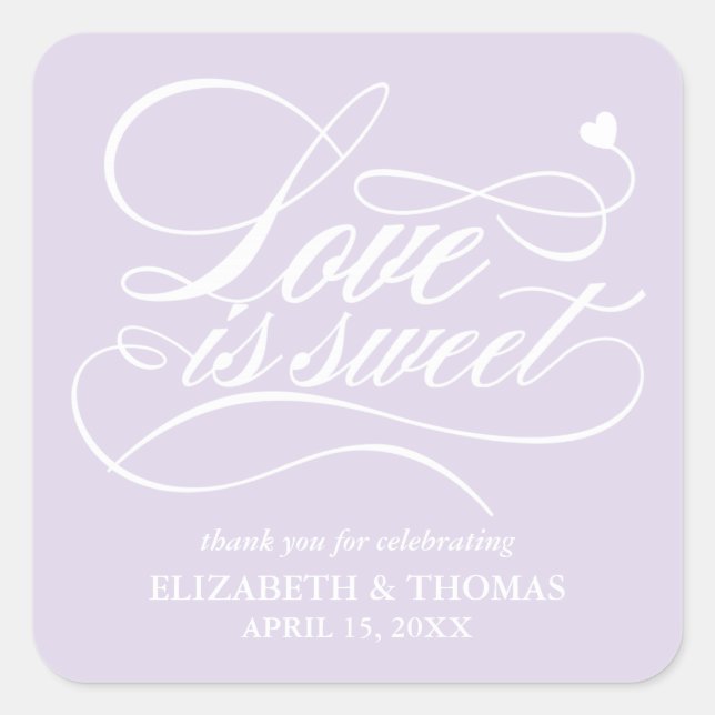 CLASSY ELEGANT LOVE IS SWEET WEDDING STICKERS (Front)