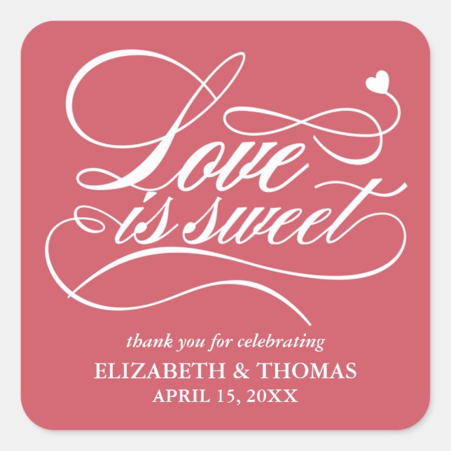 CLASSY ELEGANT LOVE IS SWEET WEDDING STICKERS (Front)