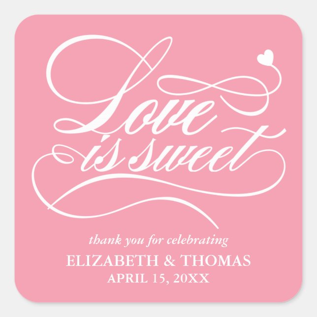 CLASSY ELEGANT LOVE IS SWEET WEDDING STICKERS (Front)