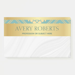 Classy Elegant Luxury Floral cyan gold damask Post-it Notes
