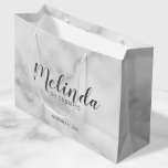 Classy Elegant Marble Personalized Bridesmaids Large Gift Bag<br><div class="desc">Classy Elegant Marble Personalized Bridesmaids Gift Bag
featuring personalized bridesmaid's name in grey modern calligraphy font style with title and wedding date in grey modern sans serif font style on white marble background.

Also perfect for Maid of Honour,  Flower Girl,  Mother of the Bride,  Groomsmen,  Best man and more.</div>