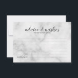 Classy Elegant Marble Wedding Advice Card<br><div class="desc">Classy Elegant White Marble Wedding Advice and Wishes Card
featuring title in grey modern script font with details in grey modern sans serif font on white marble background.</div>