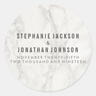 Classy Elegant Marble Wedding Celebration Classic Round Sticker