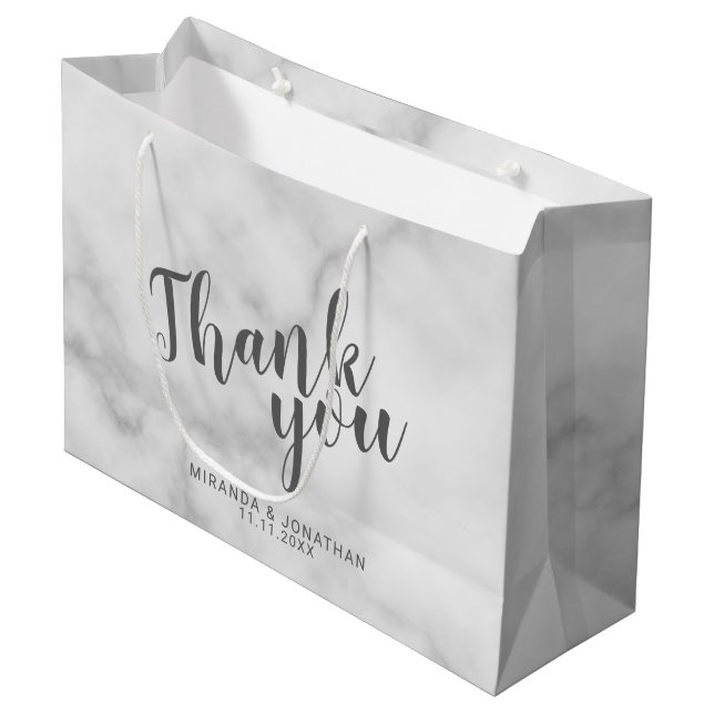 Classy Elegant Marble Wedding Favour Large Gift Bag (Front Angled)