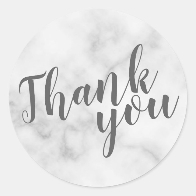 Classy Elegant Marble Wedding Favour Thank You Classic Round Sticker (Front)